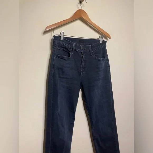 MOTHER The Rider High Waist Ankle Slim Straight Leg Jeans in Night in Paris